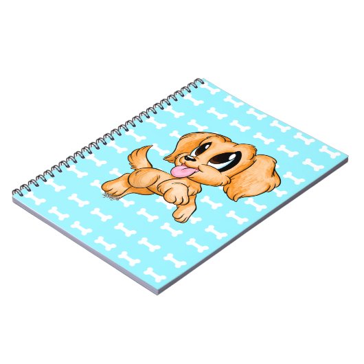 Cute Hand Drawn Golden Retriever Puppy Notebook Notitieboek (Linkerzijde)