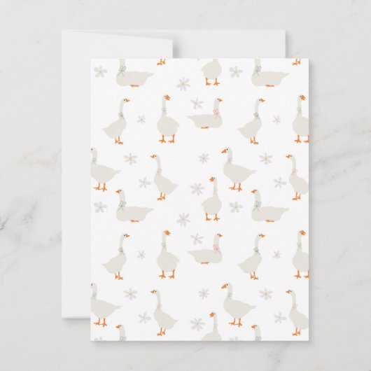 Cute Hand Drawn Goose & Daisies Custom Name Notitiekaartje (Achterkant)