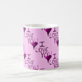 Cute Hand Drawn I love you Heart Paars Pattern Koffiemok (Center)