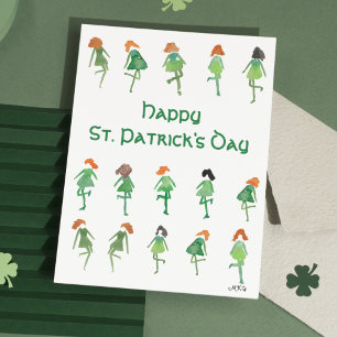 Cute Hand-Drawn Irish Dancers St. Patrick's Day Kaart