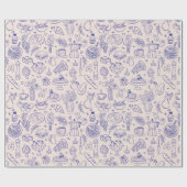 Cute Hand Drawn Italian Food and Flowers Kitchen Cadeaupapier (Vlak)