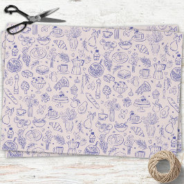 Cute Hand Drawn Italian Food and Flowers Kitchen Tissuepapier