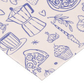 Cute Hand Drawn Italian Food and Flowers Korte Tafelloper (Hoek)