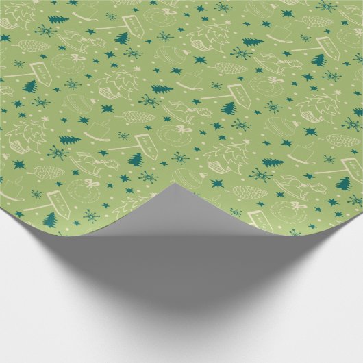 Cute Hand Drawn Kerstmis Pattern Cadeaupapier (Hoek)