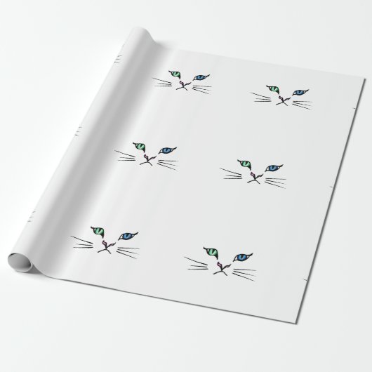 Cute Hand Drawn Kitten Face Cadeaupapier (Uitgerold)