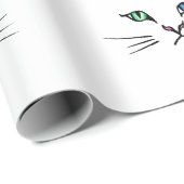 Cute Hand Drawn Kitten Face Cadeaupapier (Rol Hoek)