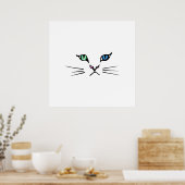 Cute Hand Drawn Kitten Face Poster (Keuken)