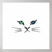 Cute Hand Drawn Kitten Face Poster (Voorkant)