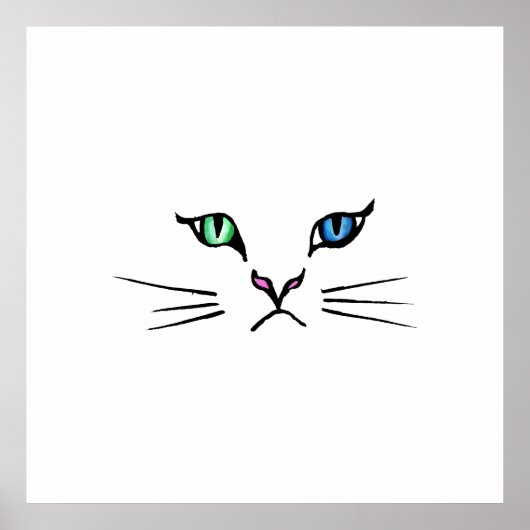 Cute Hand Drawn Kitten Face Poster (Voorkant)