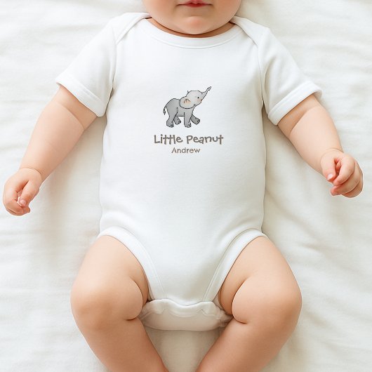 Cute Hand Drawn Little Peanut Baby Elephant Name Romper