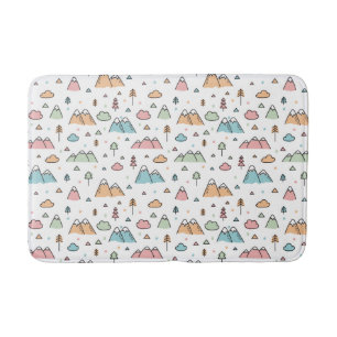 Cute Hand Drawn Mountain Scene Pattern Badmat