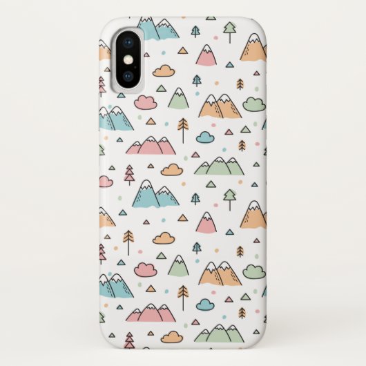 Cute Hand Drawn Mountain Scene Pattern Case-Mate iPhone Case (Achterkant)
