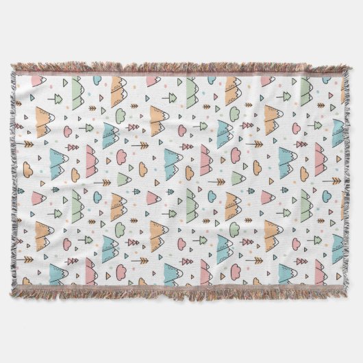 Cute Hand Drawn Mountain Scene Pattern Deken (Voorkant)