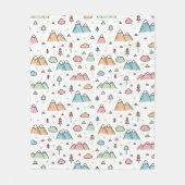 Cute Hand Drawn Mountain Scene Pattern Fleece Deken (Voorkant)