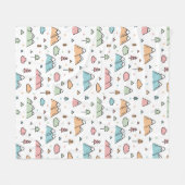 Cute Hand Drawn Mountain Scene Pattern Fleece Deken (Voorkant (Horizontaal))