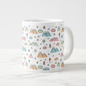 Cute Hand Drawn Mountain Scene Pattern Grote Koffiekop (Voorkant rechts)