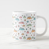 Cute Hand Drawn Mountain Scene Pattern Grote Koffiekop (Rechts)