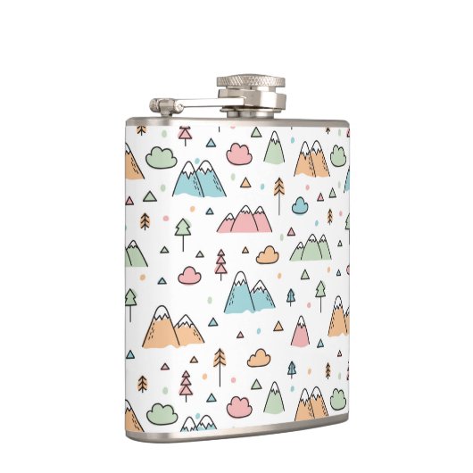 Cute Hand Drawn Mountain Scene Pattern Heupfles (Rechts)
