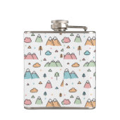 Cute Hand Drawn Mountain Scene Pattern Heupfles (Achterkant)