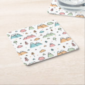 Cute Hand Drawn Mountain Scene Pattern Kartonnen Onderzetters (Schuin)