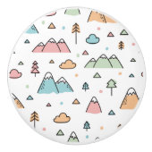 Cute Hand Drawn Mountain Scene Pattern Keramische Knop (Voorkant)