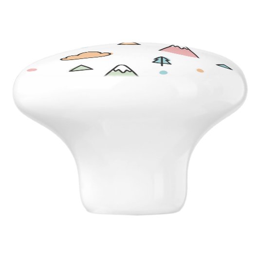 Cute Hand Drawn Mountain Scene Pattern Keramische Knop (Zijkant)