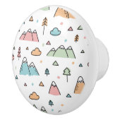 Cute Hand Drawn Mountain Scene Pattern Keramische Knop (Rechts)