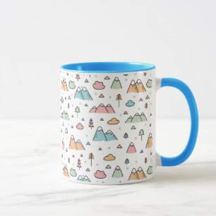 Cute Hand Drawn Mountain Scene Pattern Mok