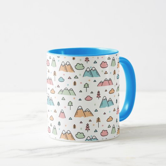 Cute Hand Drawn Mountain Scene Pattern Mok (Voorkant rechts)