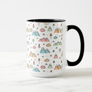 Cute Hand Drawn Mountain Scene Pattern Mok