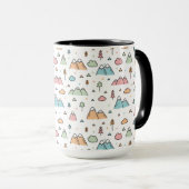 Cute Hand Drawn Mountain Scene Pattern Mok (Voorkant rechts)