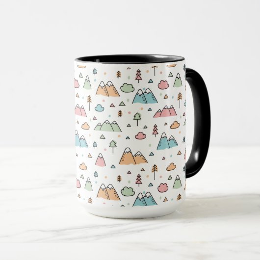Cute Hand Drawn Mountain Scene Pattern Mok (Voorkant rechts)