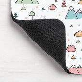 Cute Hand Drawn Mountain Scene Pattern Muismat (Hoek)