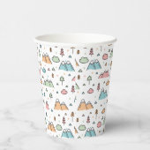 Cute Hand Drawn Mountain Scene Pattern Papieren Bekers (Rechts)