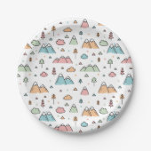 Cute Hand Drawn Mountain Scene Pattern Papieren Bordje (Voorkant)