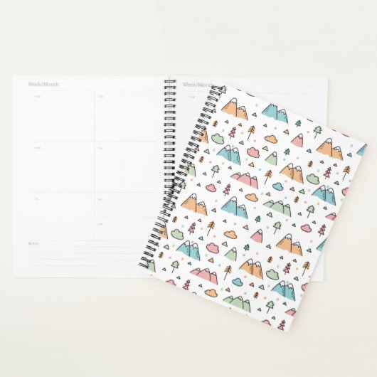 Cute Hand Drawn Mountain Scene Pattern Planner (Display)