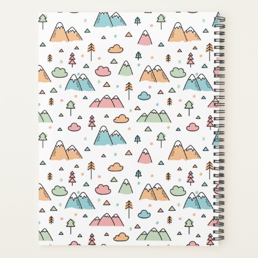 Cute Hand Drawn Mountain Scene Pattern Planner (Achterkant)