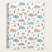 Cute Hand Drawn Mountain Scene Pattern Planner (Voorkant)