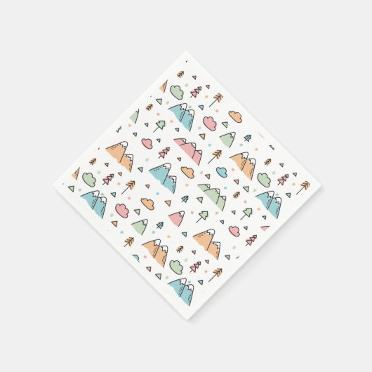 Cute Hand Drawn Mountain Scene Pattern Servet (Hoek)