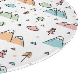 Cute Hand Drawn Mountain Scene Pattern Snijplank (Hoek)