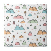 Cute Hand Drawn Mountain Scene Pattern Tegeltje (Voorkant)