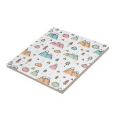 Cute Hand Drawn Mountain Scene Pattern Tegeltje (Zijkant)