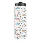 Cute Hand Drawn Mountain Scene Pattern Thermosbeker (Voorkant)