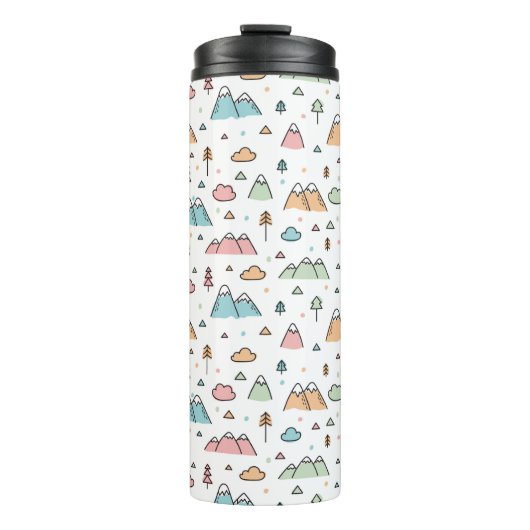 Cute Hand Drawn Mountain Scene Pattern Thermosbeker (Voorkant)