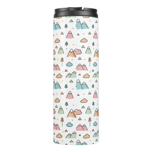 Cute Hand Drawn Mountain Scene Pattern Thermosbeker (Achterkant)