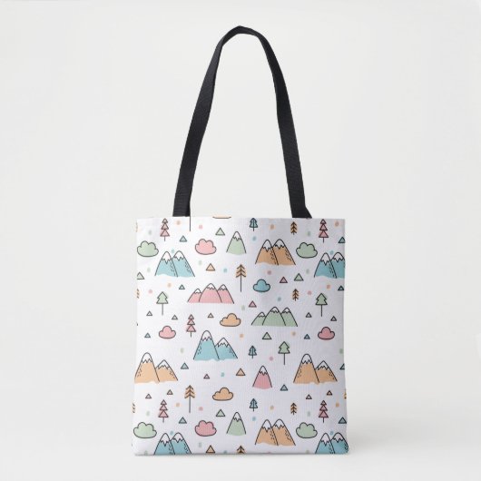 Cute Hand Drawn Mountain Scene Pattern Tote Bag (Voorkant)