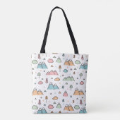 Cute Hand Drawn Mountain Scene Pattern Tote Bag (Achterkant)