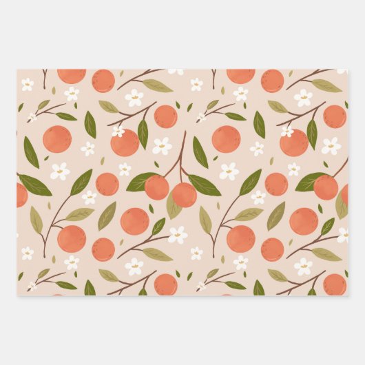 Cute Hand-drawn Orange Blossom Seamless Pattern Inpakpapier Vel (Voorkant 2)