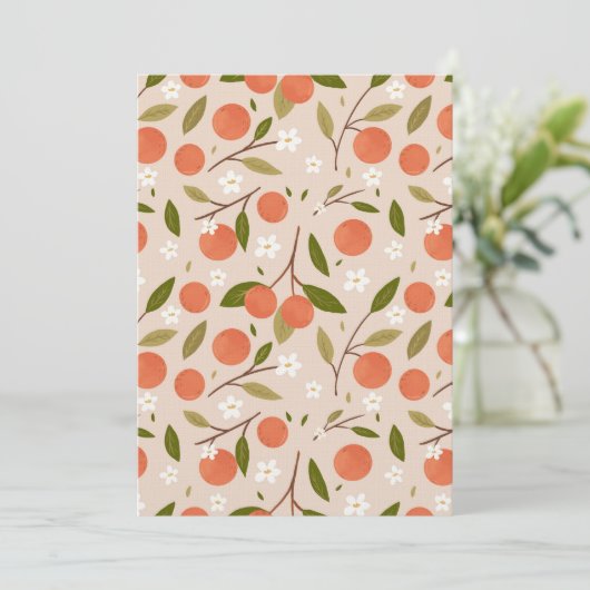 Cute Hand-drawn Orange Blossom Seamless Pattern Kaart (Staand voorkant)