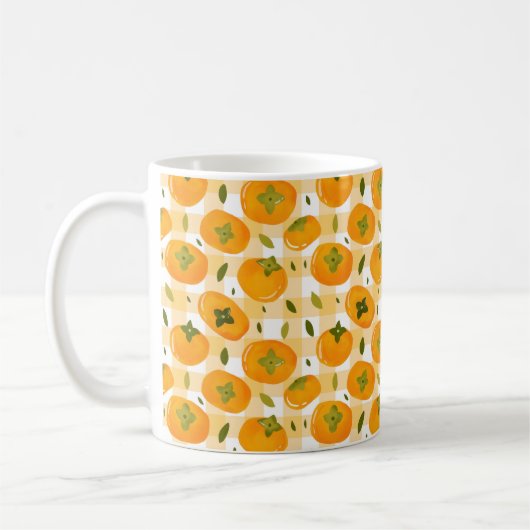Cute Hand-Drawn Persimmons Seamless Pattern Koffiemok (Links)